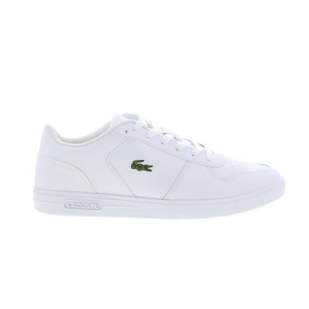 Lacoste Men's White Low-Top Sneaker with Green Croc Accent